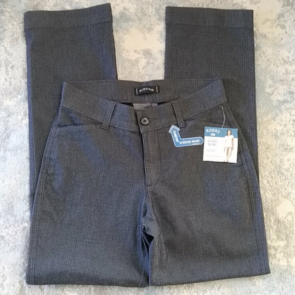 Riders by Lee Herringbone Plain Front Straight Leg Pants 6M